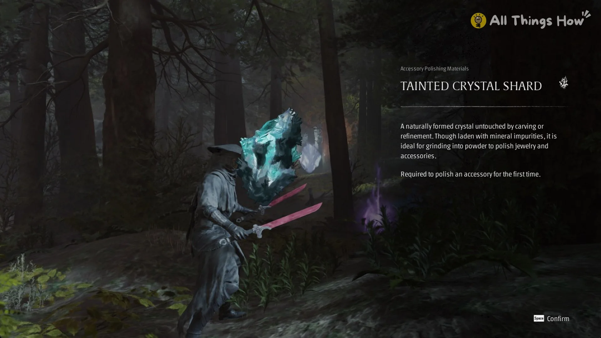 Tainted Crystal Shard item card shown on pickup, Phantom Blade Zero