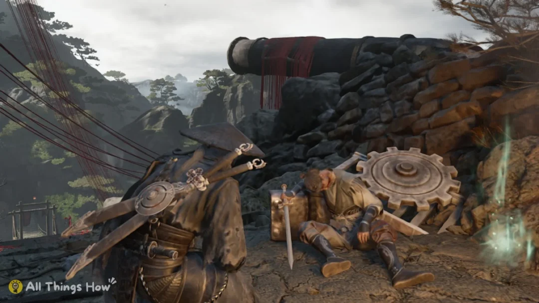 Soul beside a wounded Mandate disciple at a campfire in Phantom Blade Zero