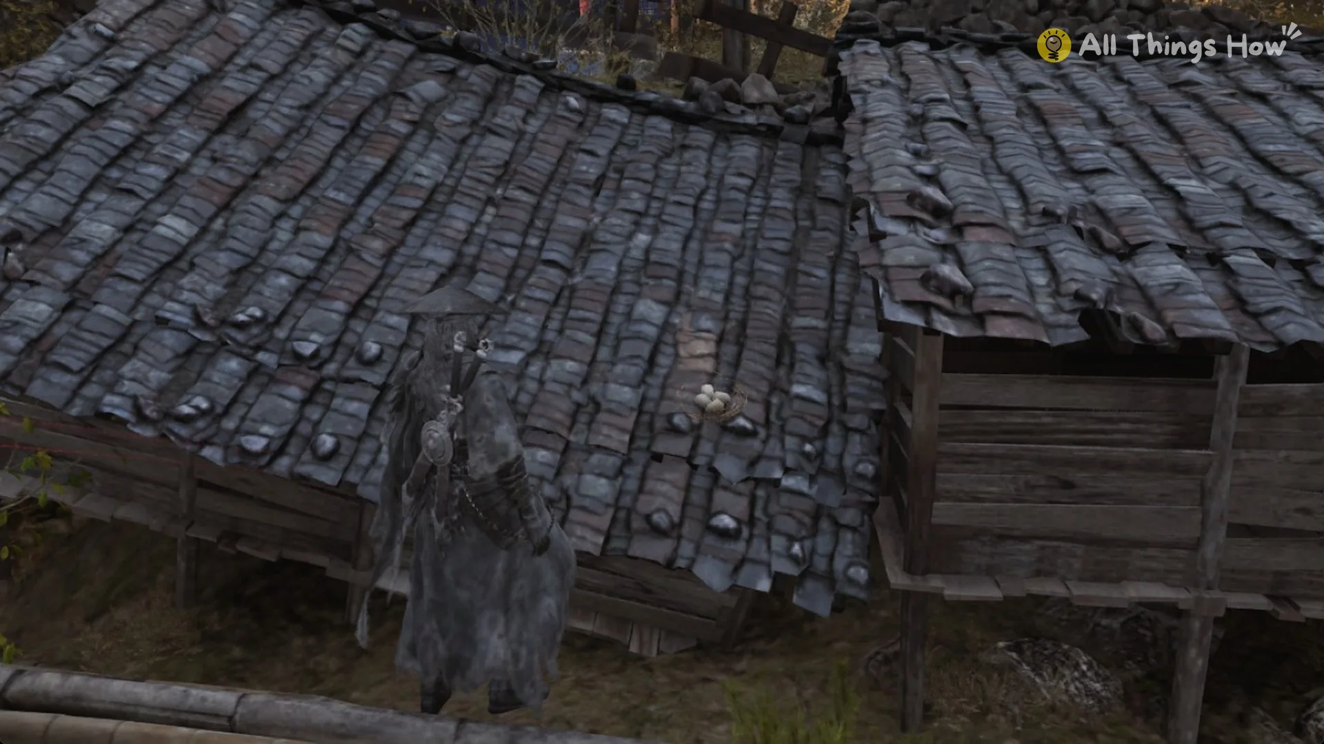 Soul on the tiled roof after the jump from the bamboo pile, Phantom Blade Zero