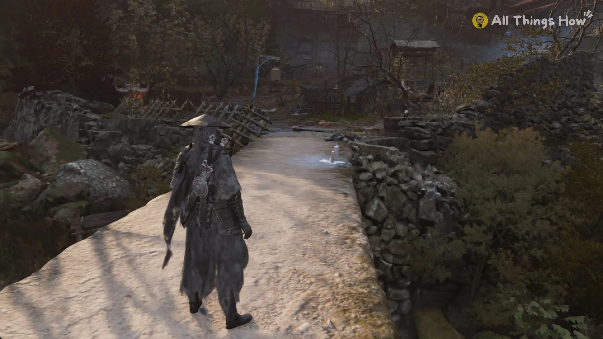 Soul crossing the stone bridge toward the Temple of Blue Fireflies, Phantom Blade Zero