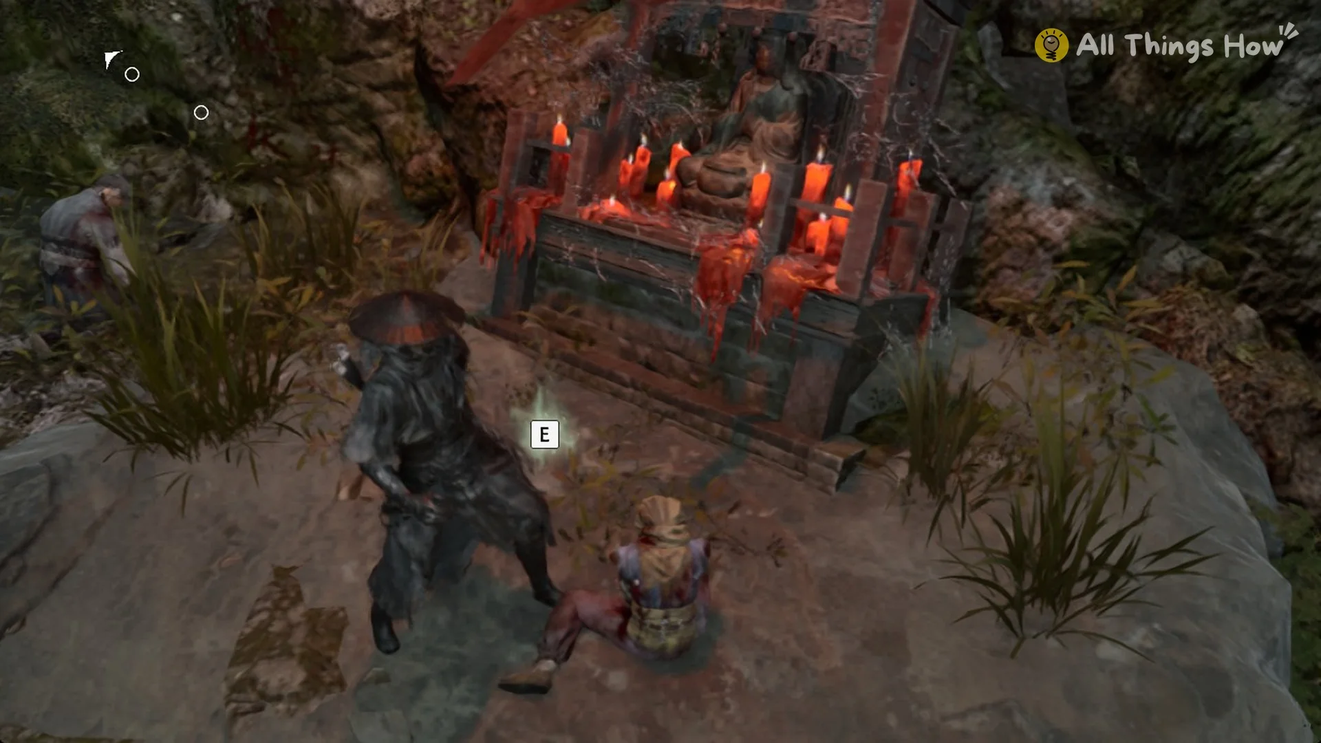 E prompt for The Discordance on the steps of the red-candle shrine