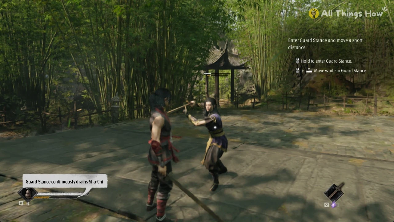 Phantom Blade Zero tutorial prompt Enter Guard Stance and move a short distance during the sparring with Zuo Shang
