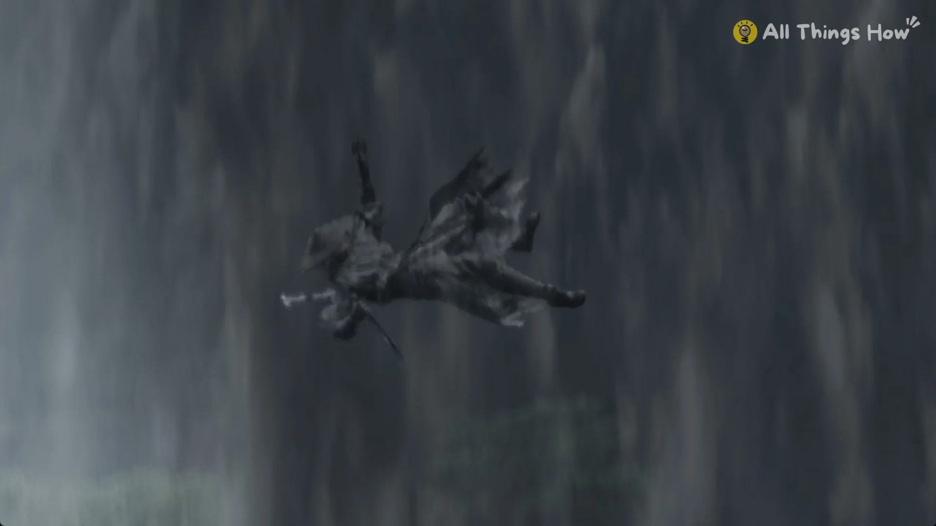 Soul falling past a waterfall in the cutscene that ends The Hunt fight in Phantom Blade Zero