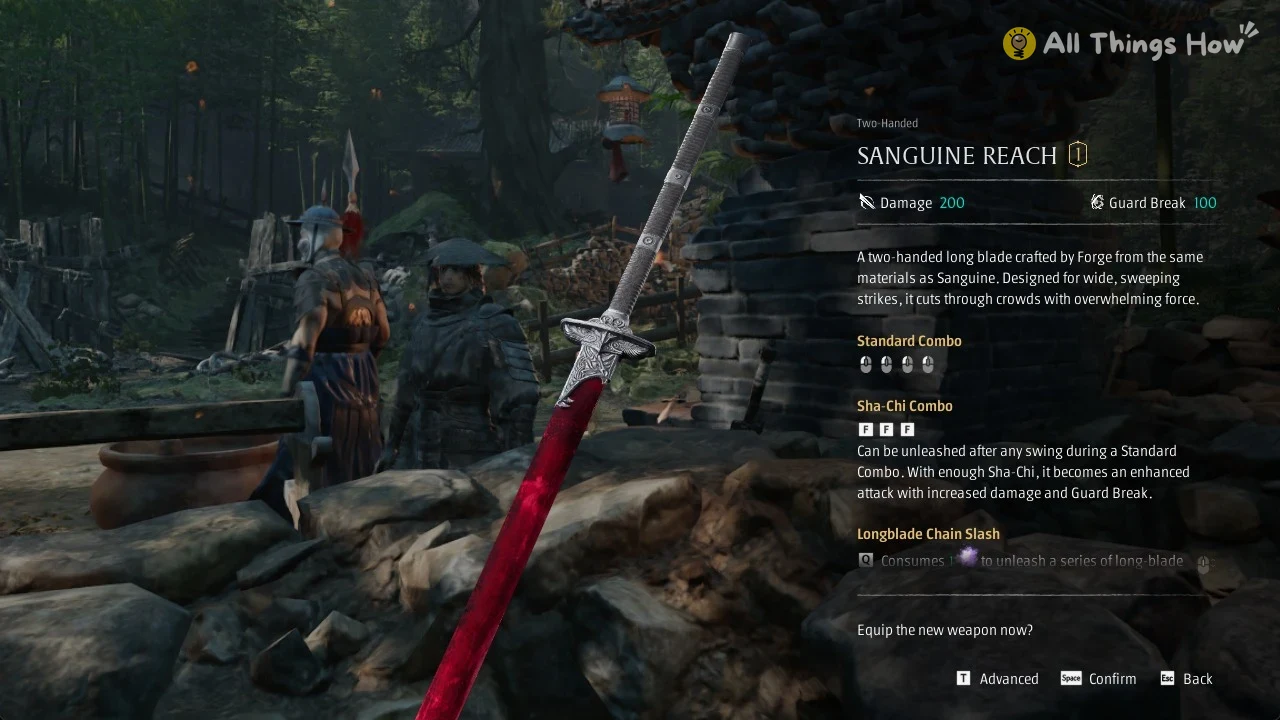 Sanguine Reach pickup card in Phantom Blade Zero: Two-Handed, Damage 200, Guard Break 100