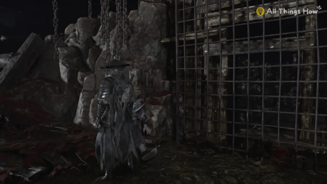 Soul on the key ledge by the iron grille and hanging chains in the Crimson Forest storehouse cellar, Phantom Blade Zero
