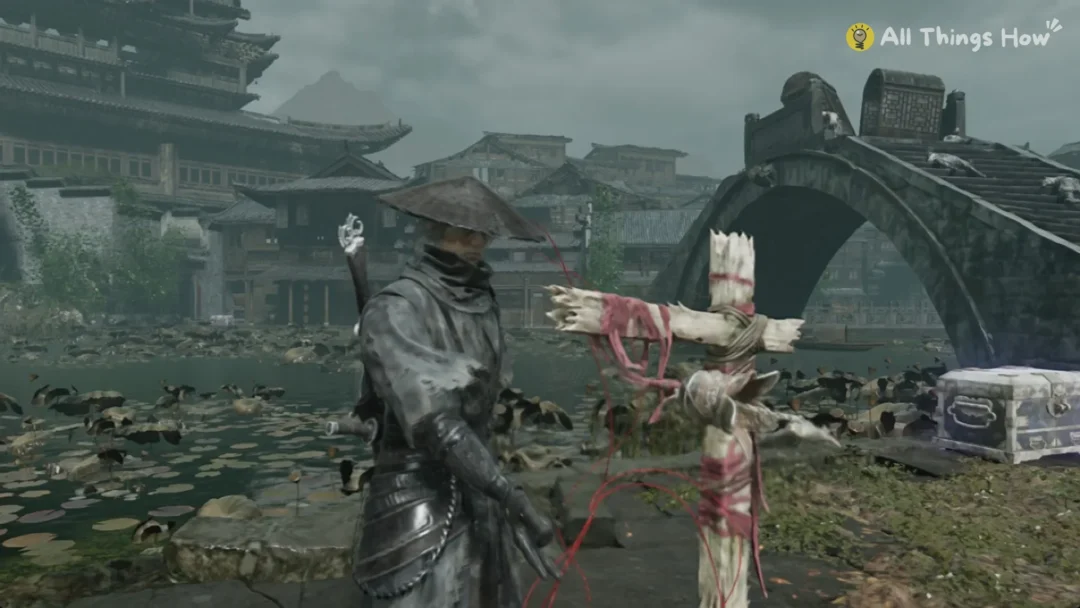 Soul at the South Town Pond bell by the lotus pond and stone bridge in Phantom Blade Zero