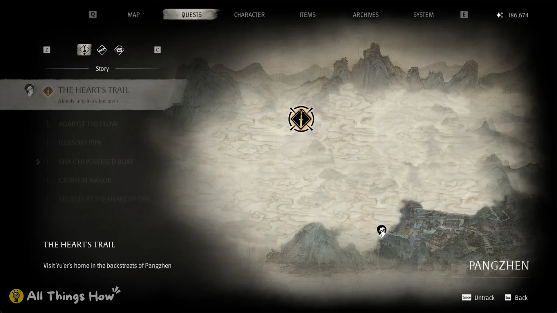 The Heart's Trail quest with the step Visit Yu'er's home in the backstreets of Pangzhen in Phantom Blade Zero