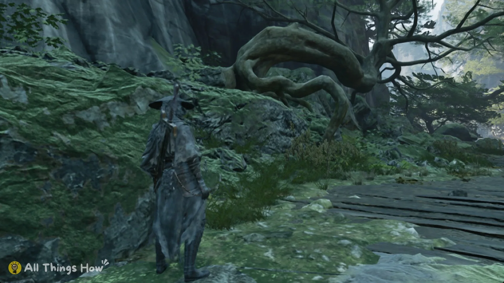 The grassy plateau with the twisted tree above Rustblade Pavilion in Phantom Blade Zero