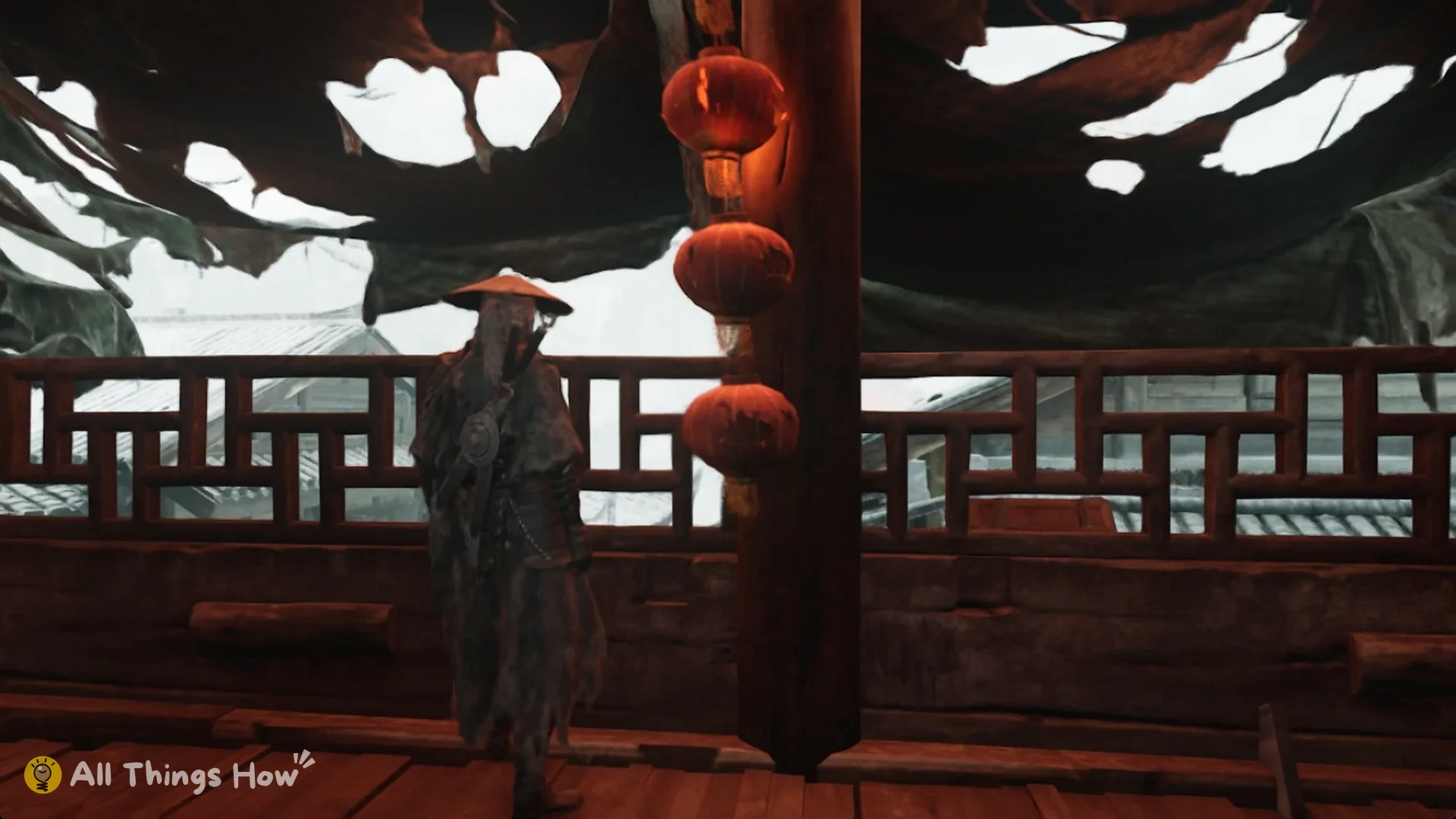 Soul on a balcony beside red lanterns, Phantom Blade Zero
