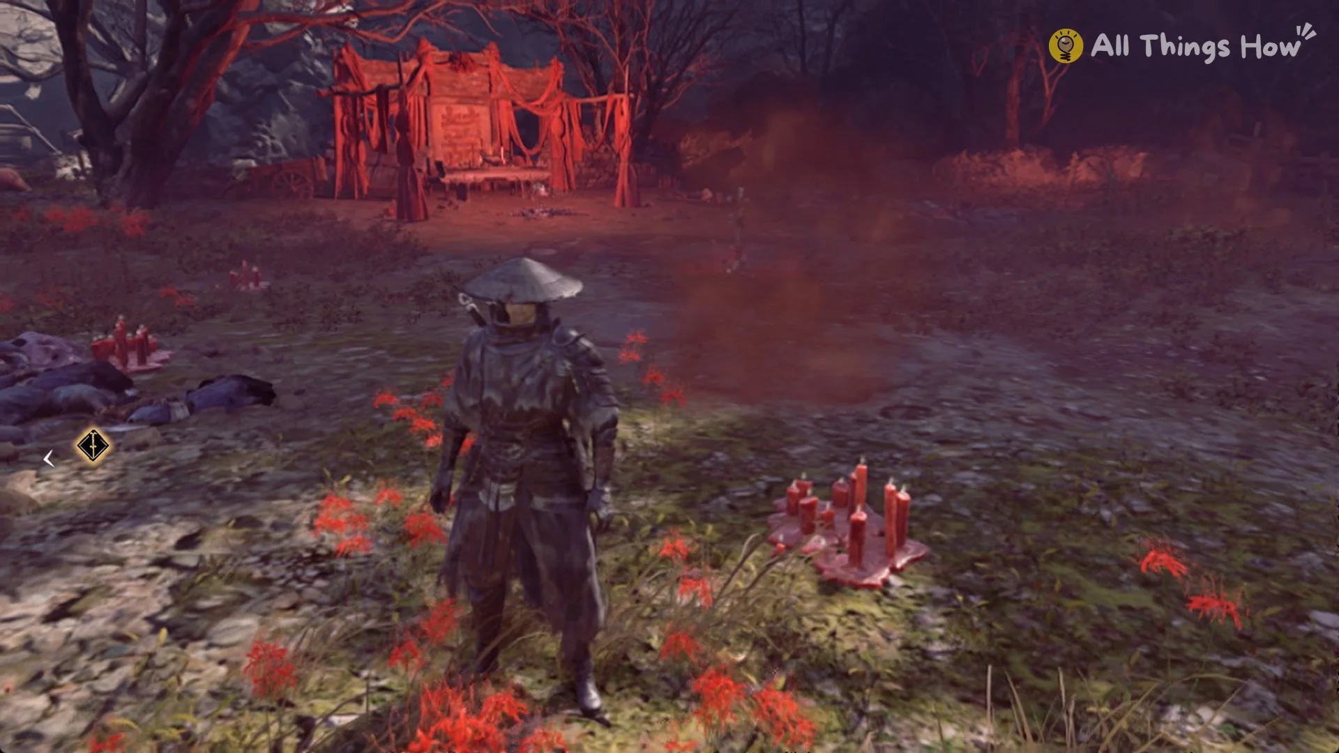 Soul among red spider lilies and red-draped trees in Weeping Creek Valley, Phantom Blade Zero