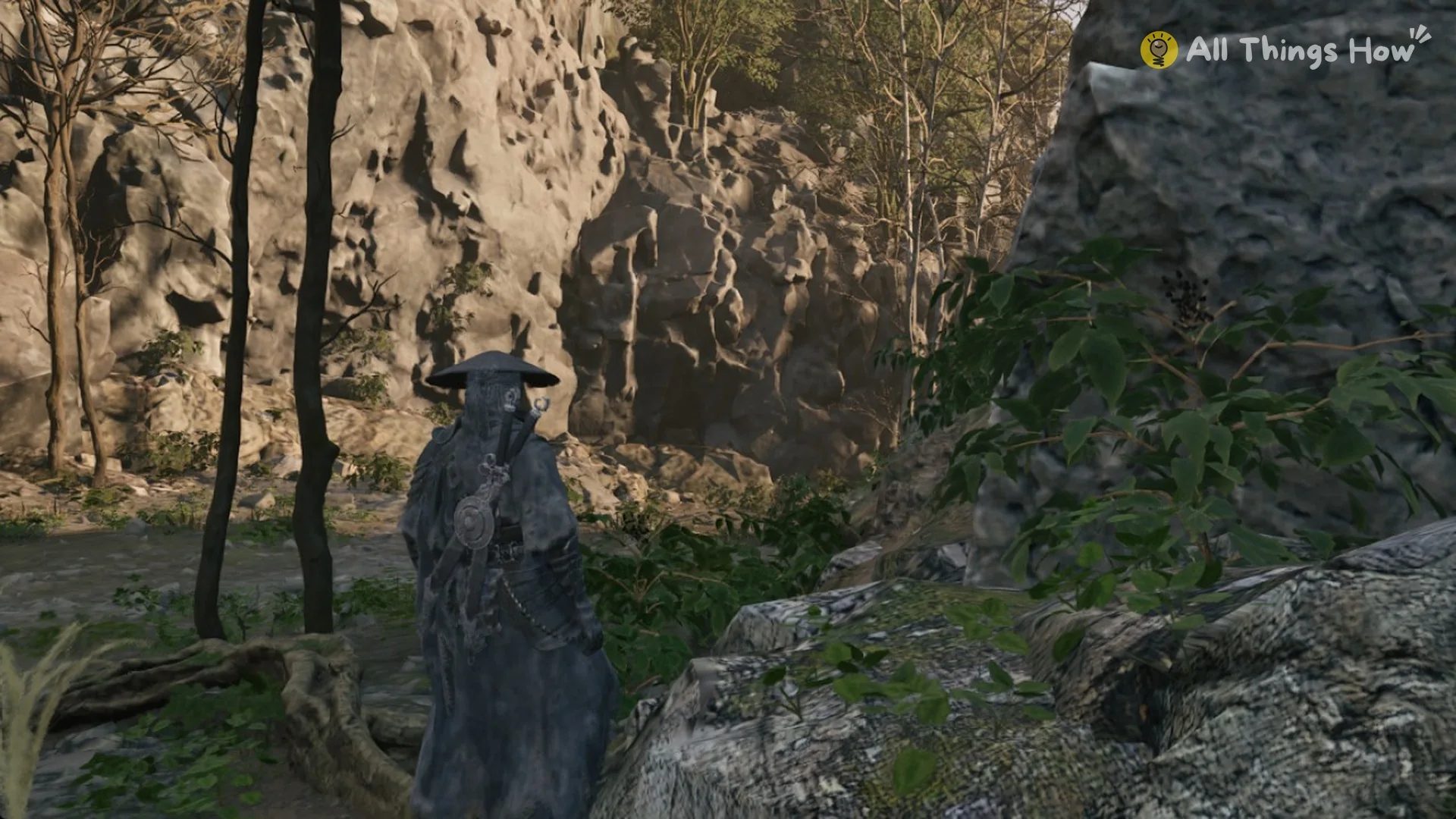Soul on the forest path between rock walls past the rope bridge, Village of Lu, Phantom Blade Zero