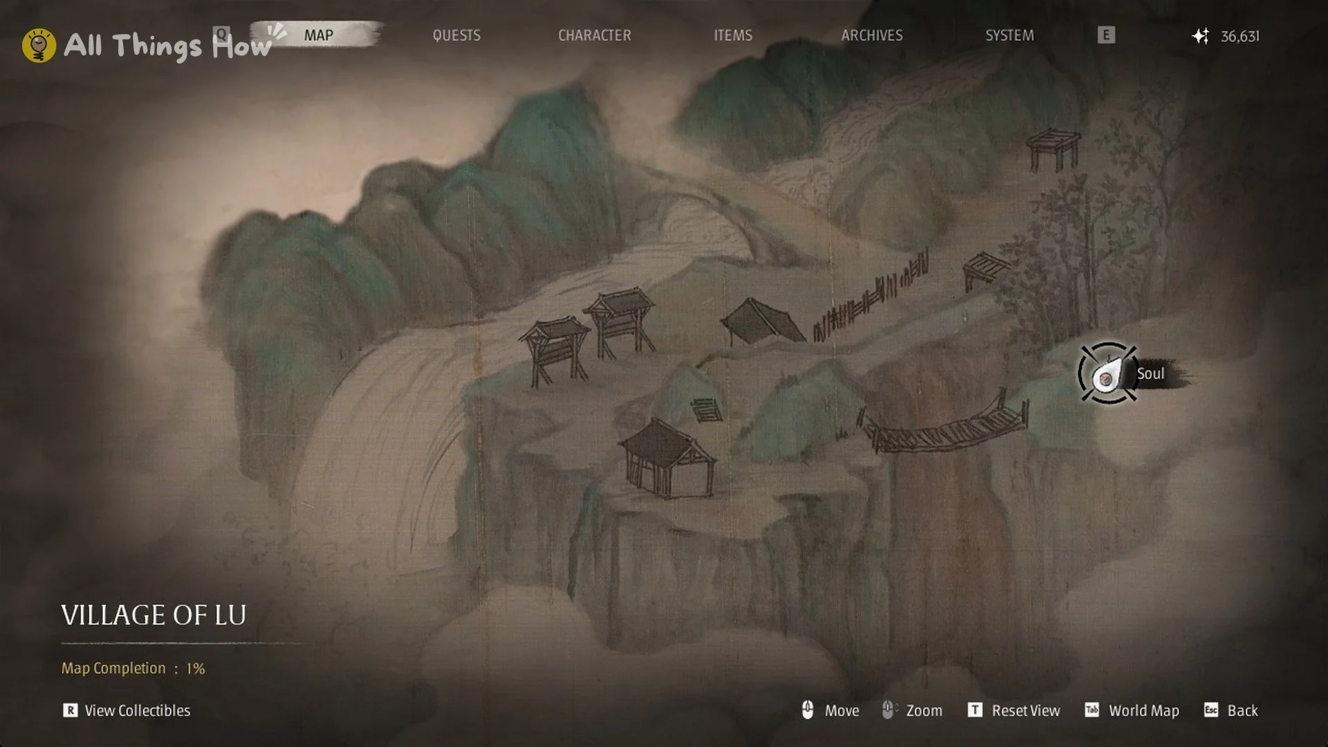 The Village of Lu map at the start of the region, Phantom Blade Zero