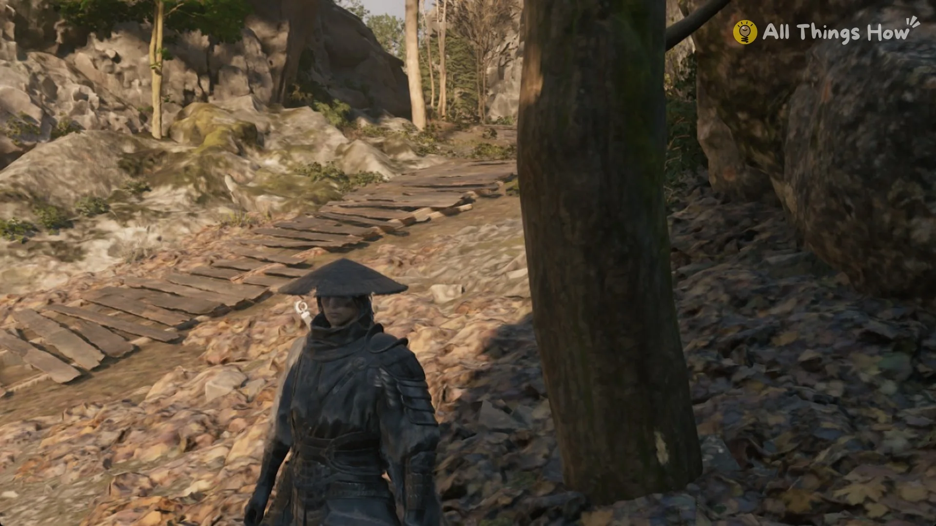 The steep plank path down the hillside to the Village of Lu huts, Phantom Blade Zero