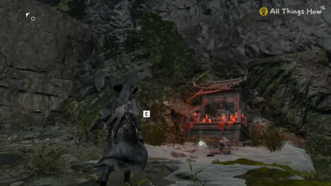 Soul at the red-candle roadside shrine in the cave behind the Great Waterfall in Phantom Blade Zero