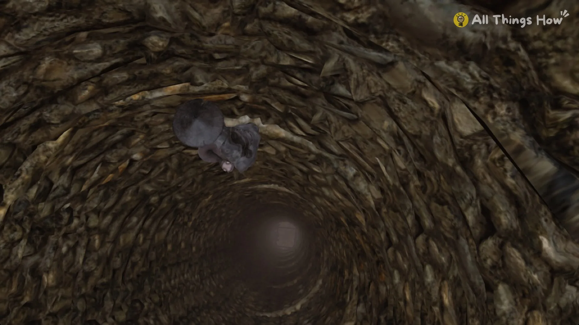 Looking down the deep well shaft with light at the bottom, Phantom Blade Zero