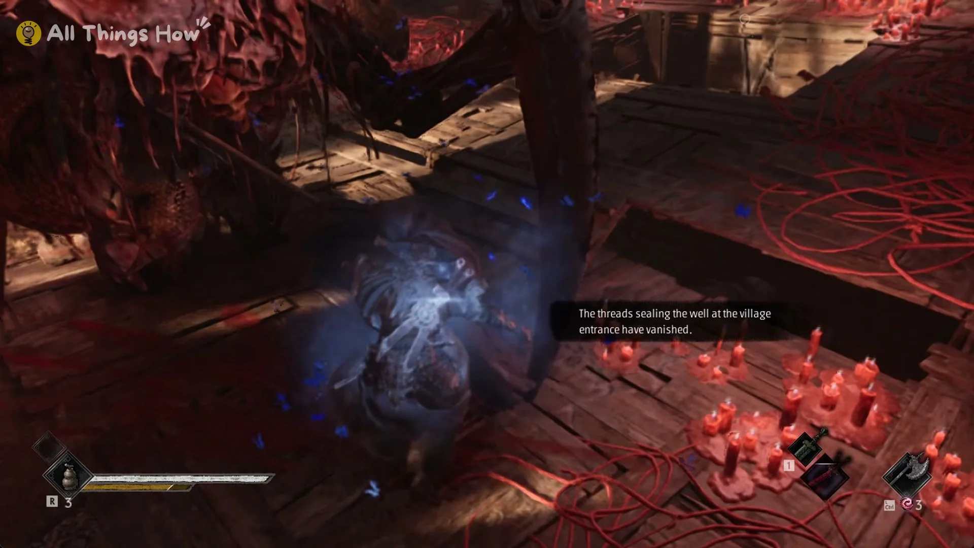 The message that the threads sealing the well at the village entrance have vanished, Phantom Blade Zero