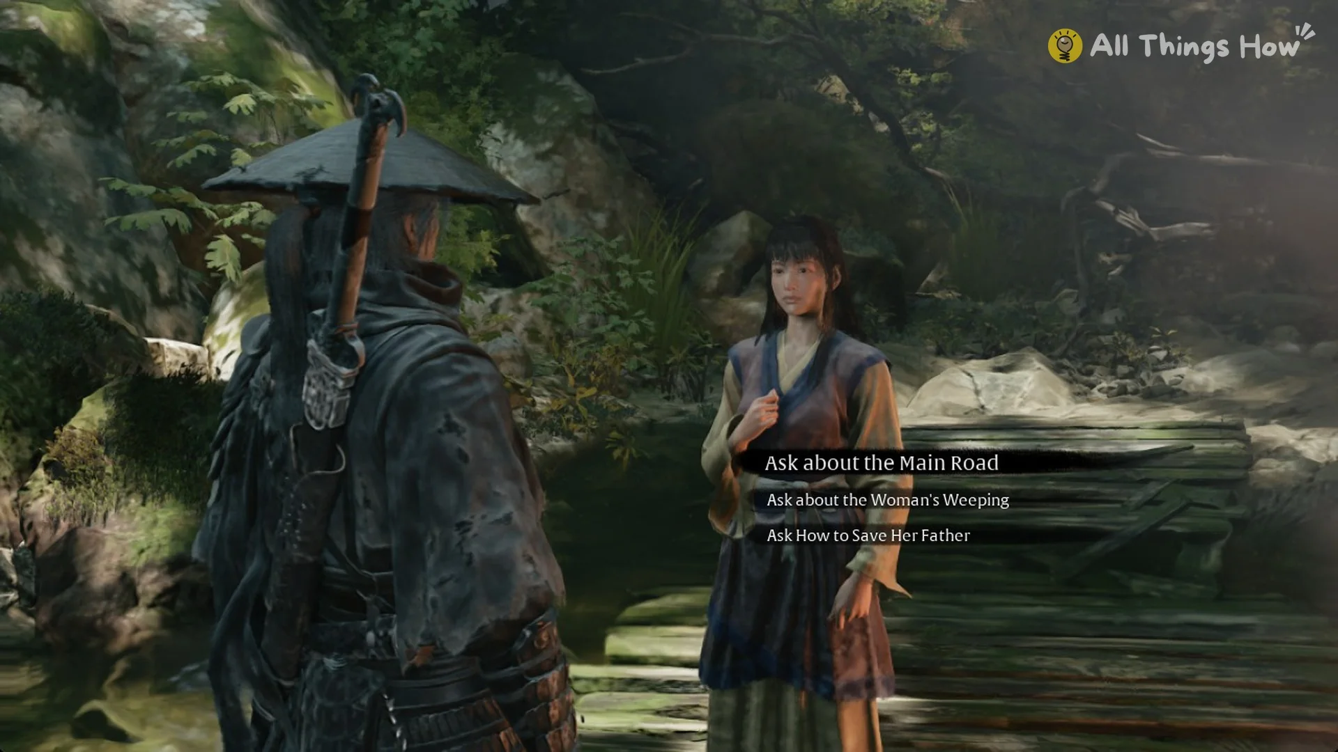 Yu'er dialogue options including Ask about the Woman's Weeping, Phantom Blade Zero