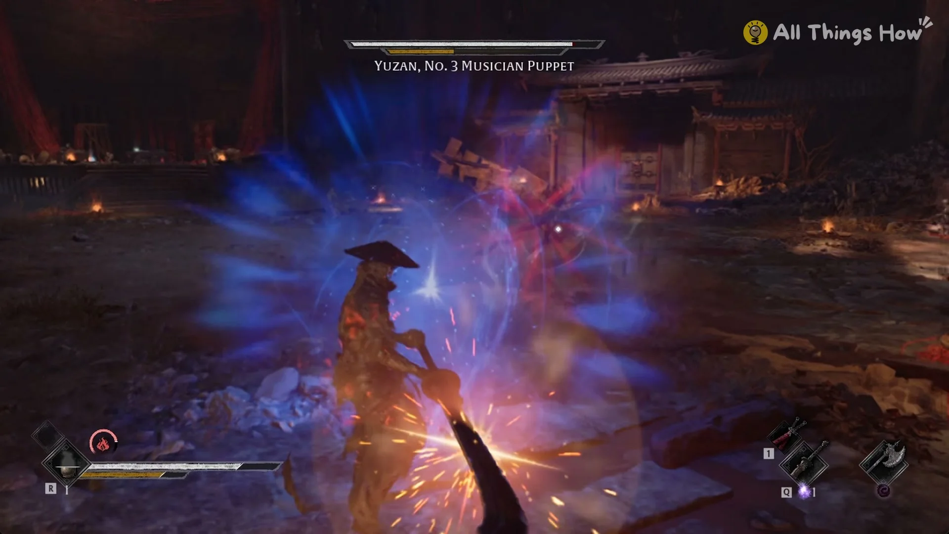 Sparks from a parried strike after a blue flash, Phantom Blade Zero