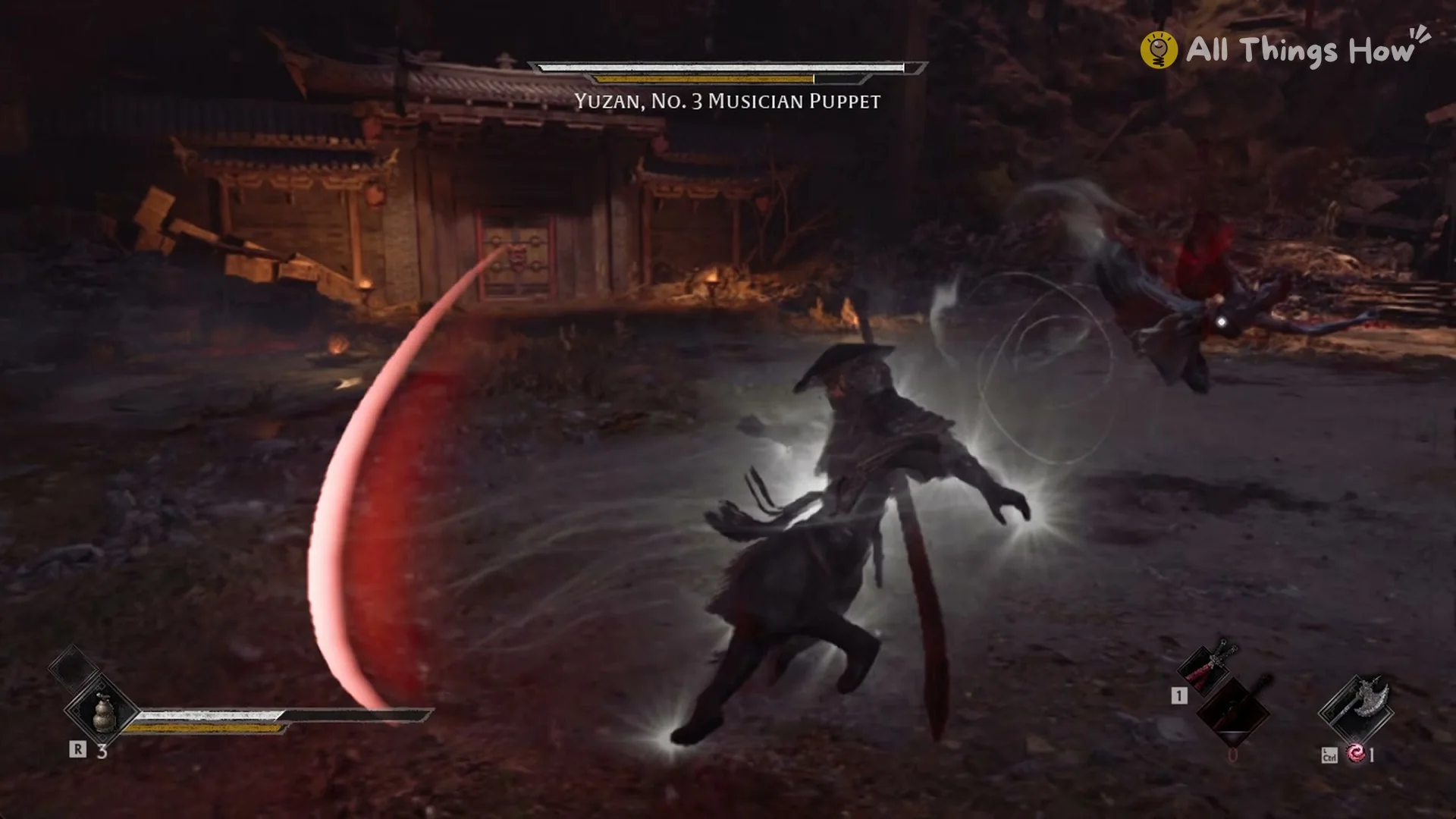 A red crescent blade following the blue one, Phantom Blade Zero