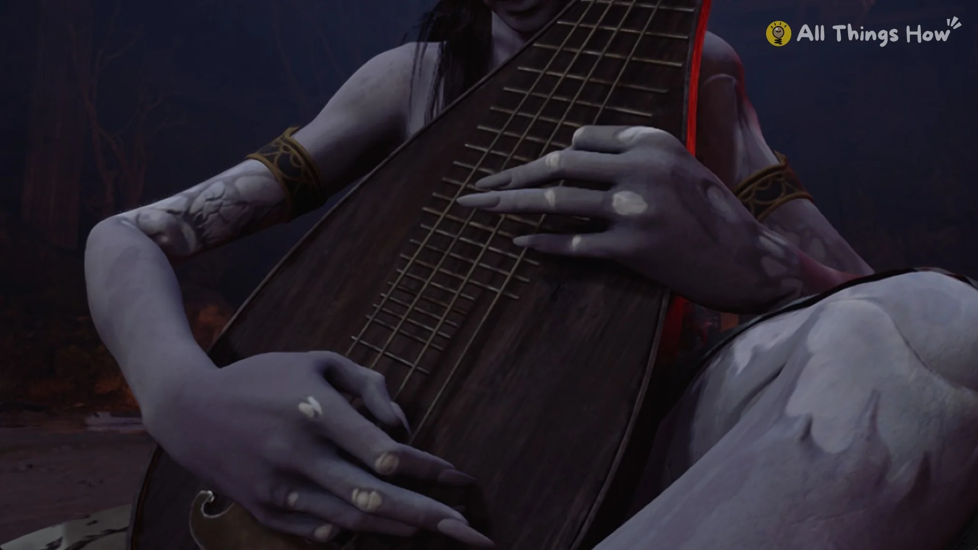 Yuzan playing her pipa in the intro scene, Phantom Blade Zero