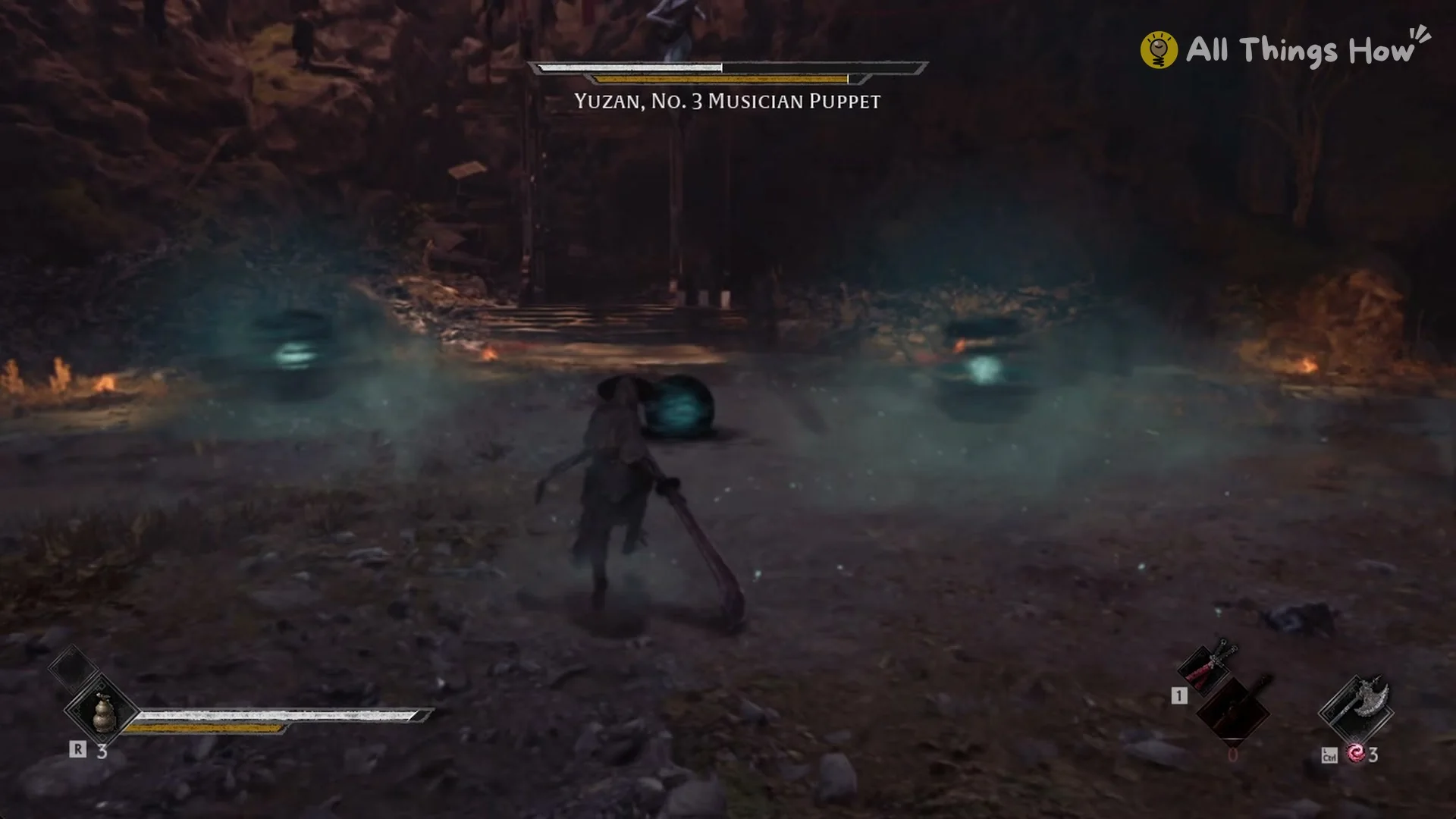 Small teal orbs gathering around the arena, Phantom Blade Zero