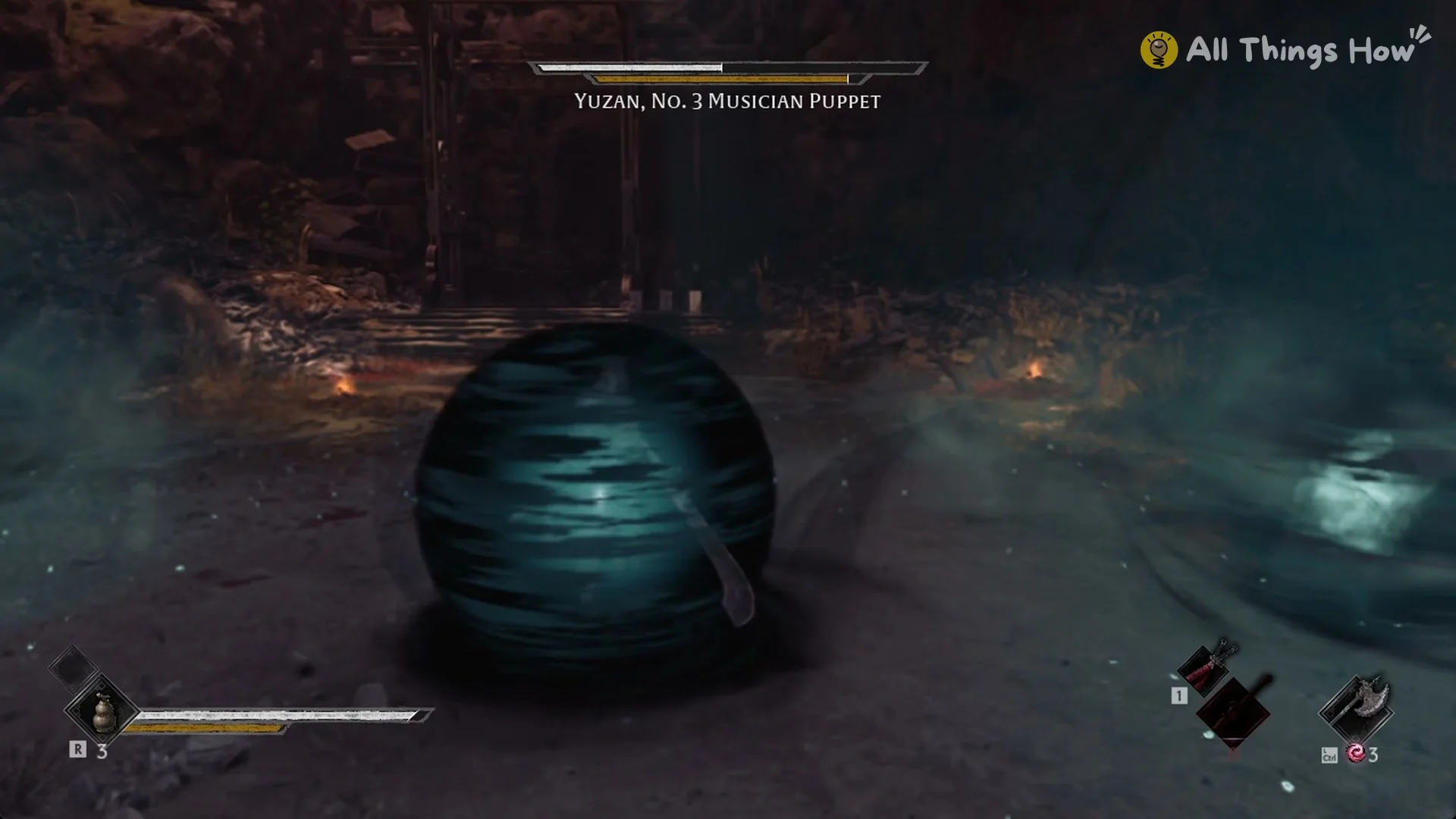 A dark teal sphere forming around Soul, Phantom Blade Zero