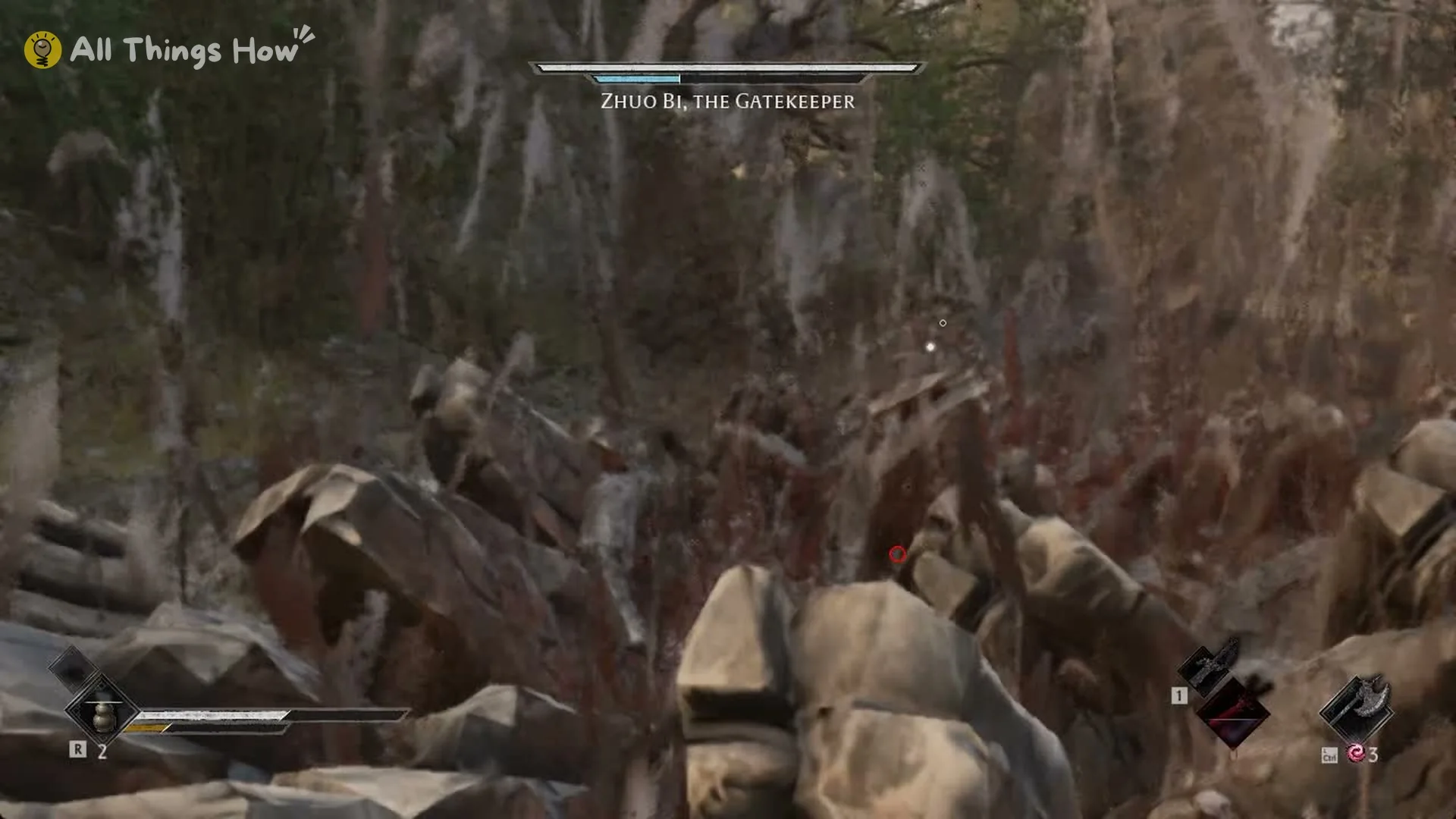 Jagged rock spikes erupting from the ground in the Zhuo Bi fight, Phantom Blade Zero