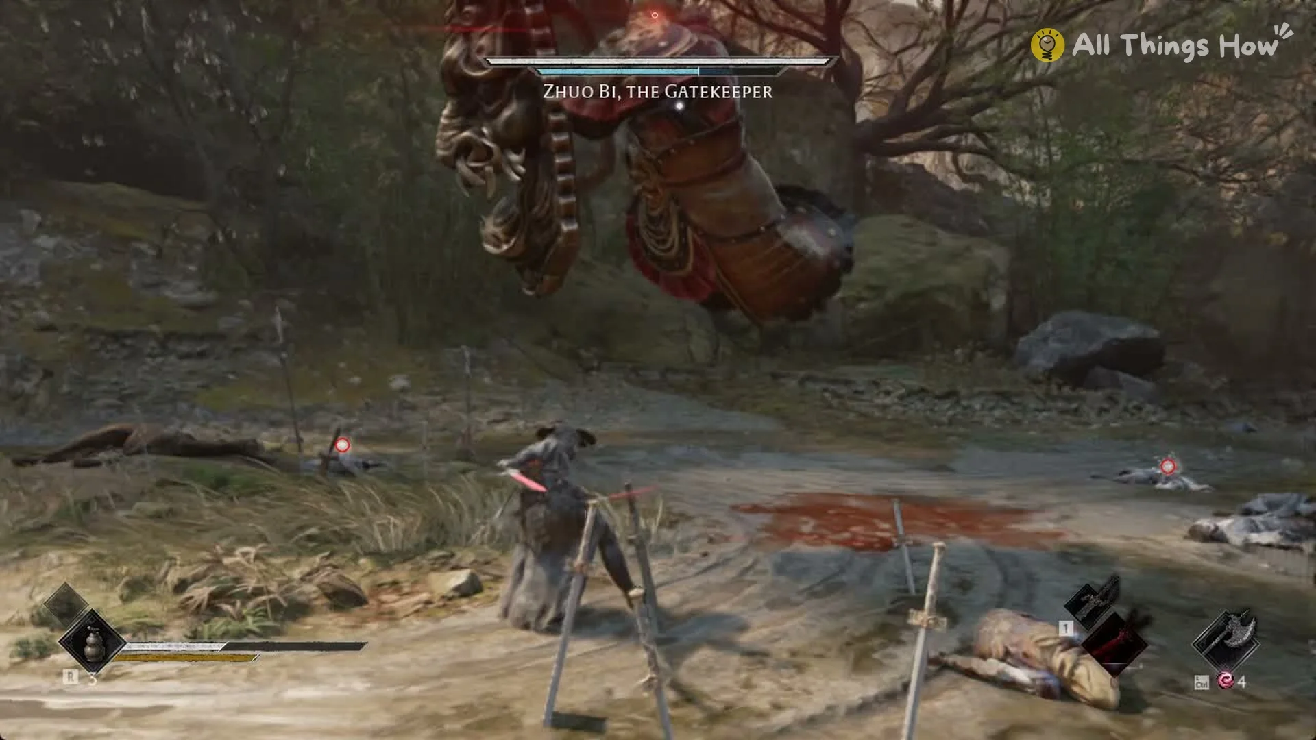 Zhuo Bi leaping high into the air before slamming down, Phantom Blade Zero