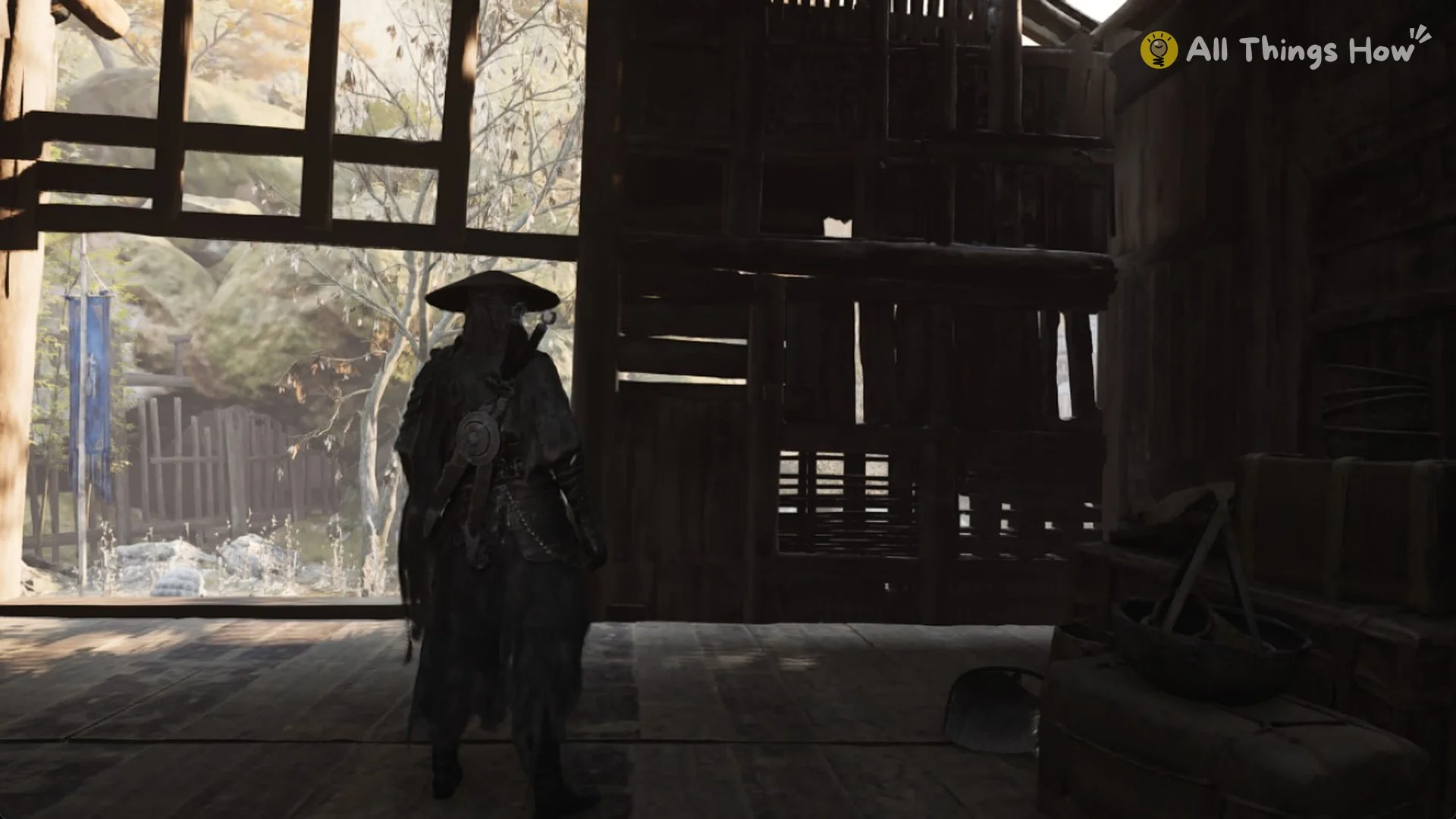 Soul walking through the long dark barn on the route to Zhuo Bi, Phantom Blade Zero