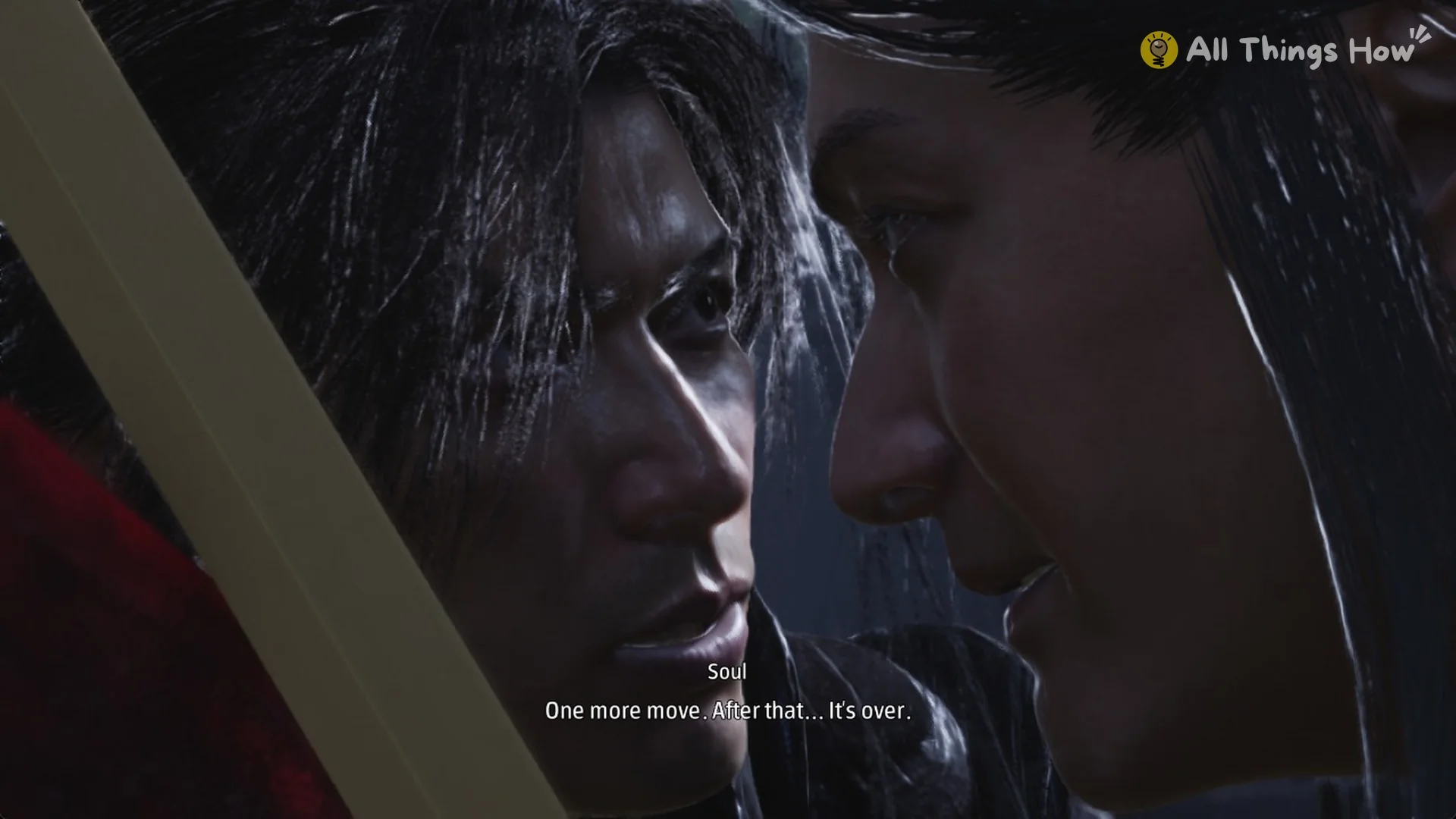 Phantom Blade Zero cutscene of Soul facing Zuo Shang with the subtitle One more move. After that... It's over.