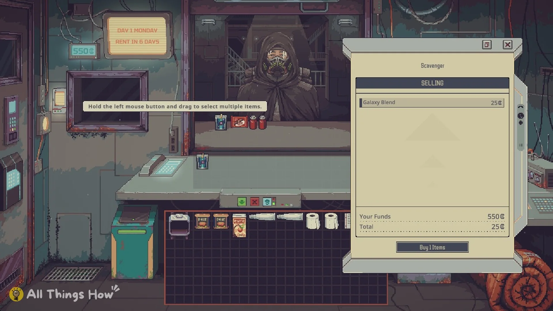 Negotiation panel for a Scavenger who is SELLING Galaxy Blend for 25 credits