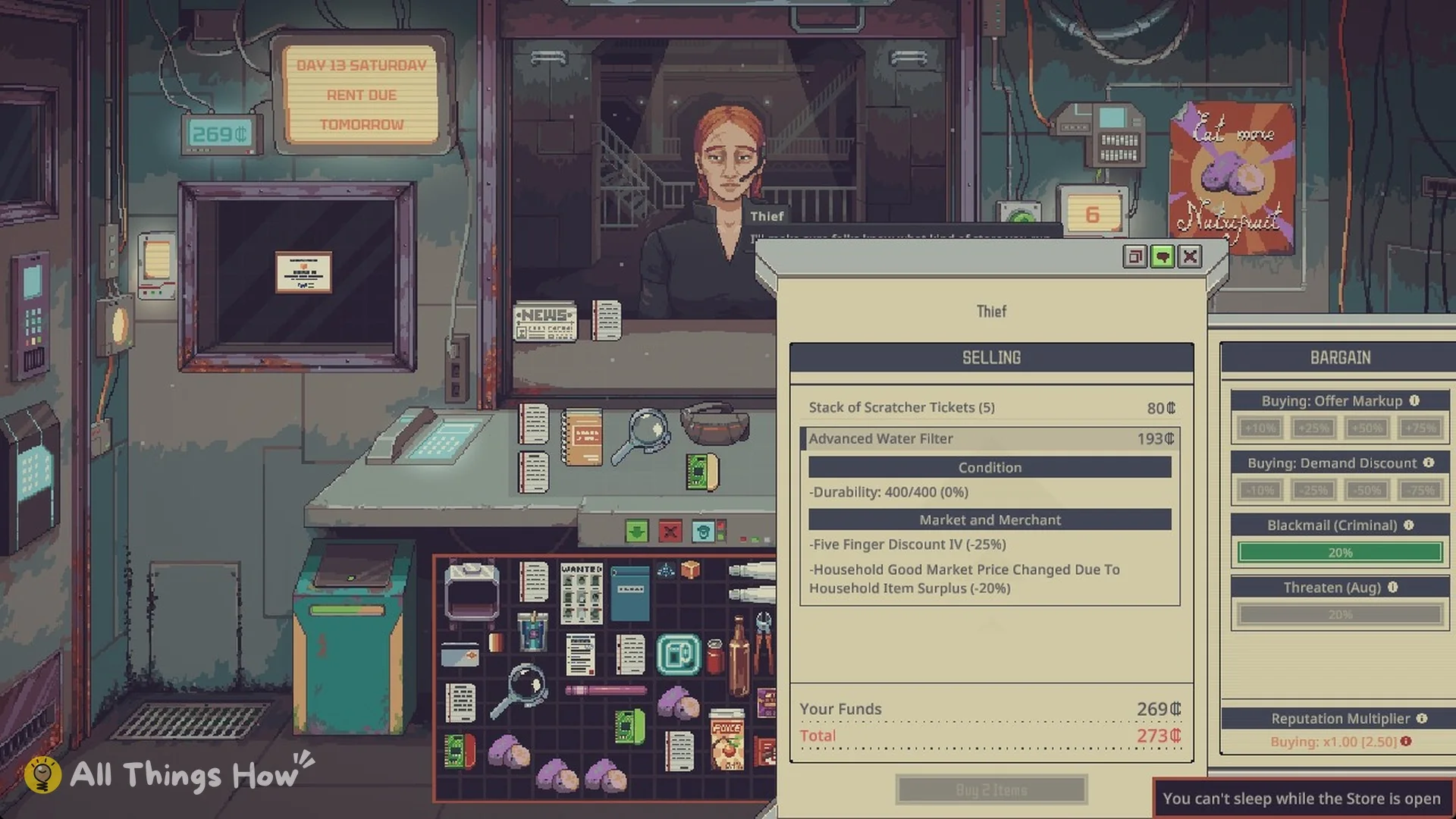 Bargain panel with Blackmail (Criminal) used on the Thief