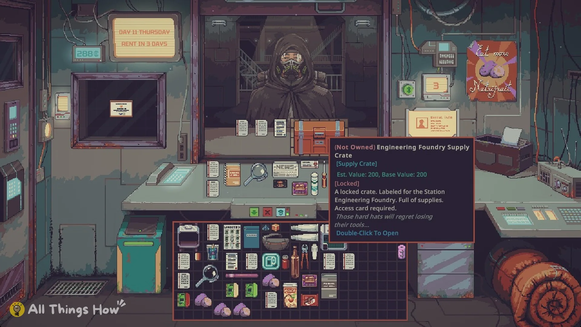 Engineering Foundry Supply Crate tooltip, locked, access card required
