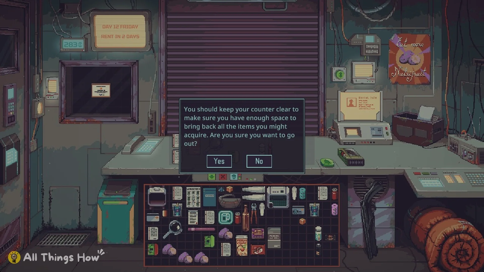 Prompt asking if you are sure you want to go out and to keep the counter clear
