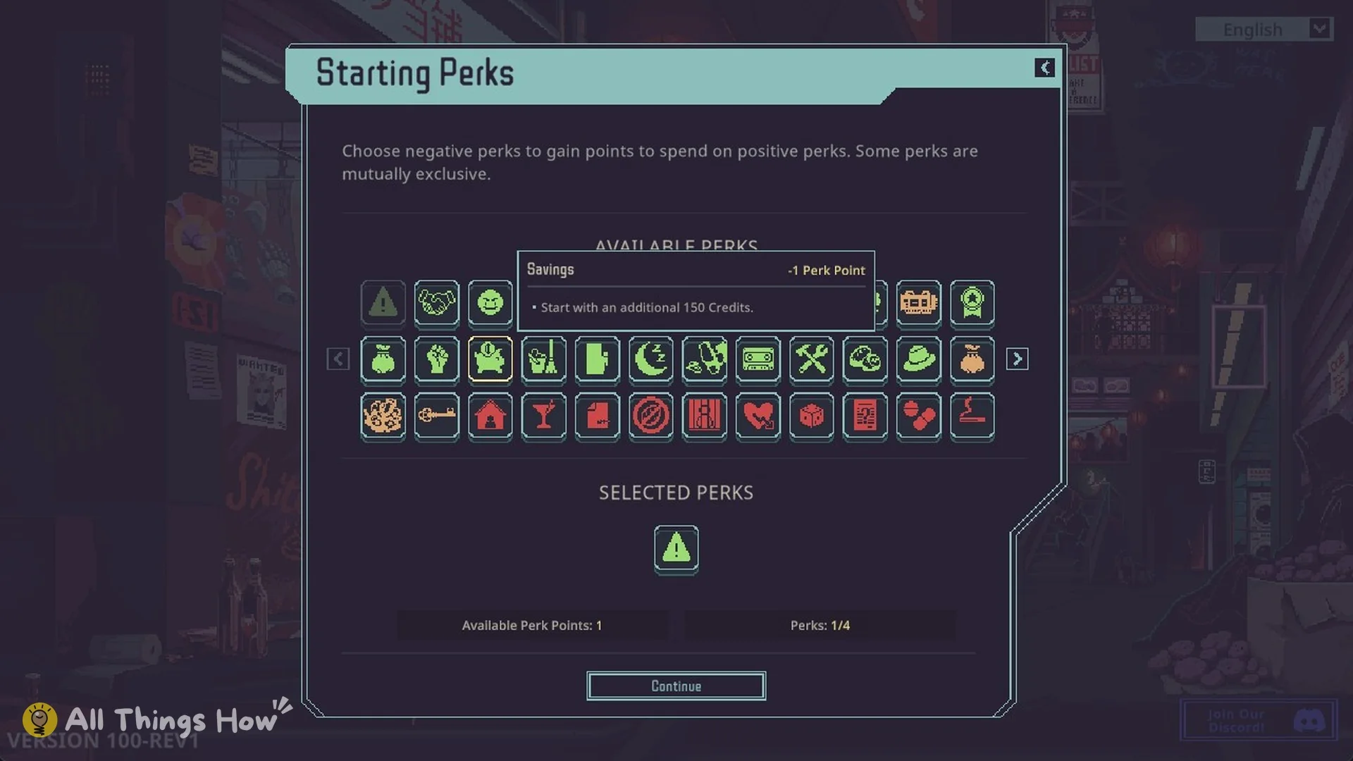 Savings perk tooltip giving an additional 150 credits