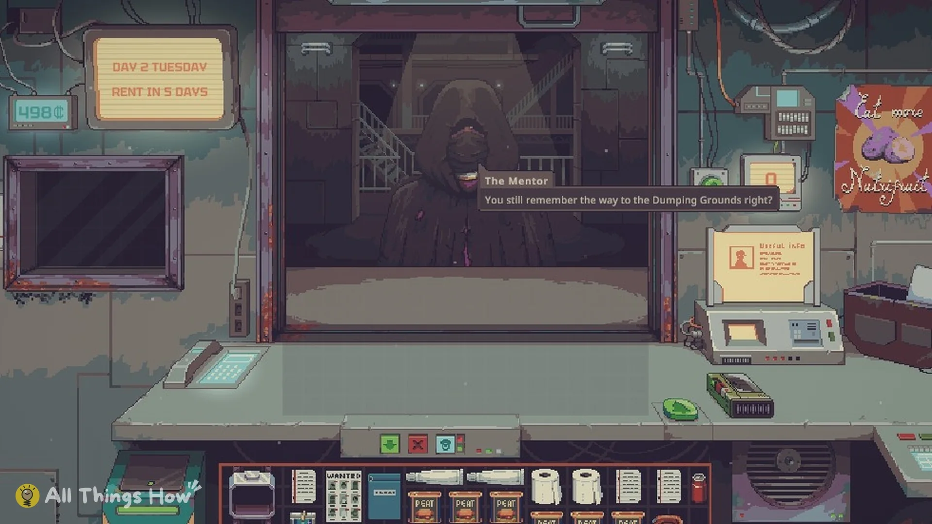 Scavenger at the shop counter on Day 2