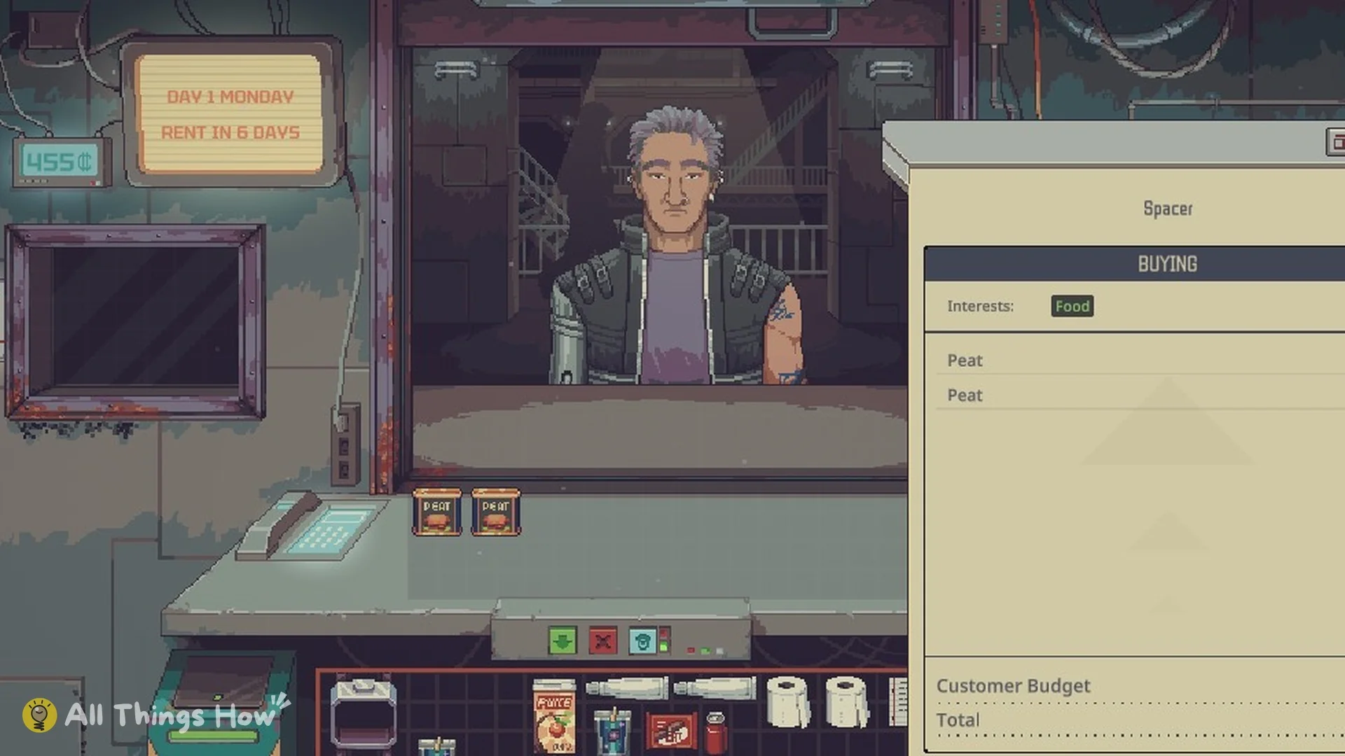 Spacer customer at the counter