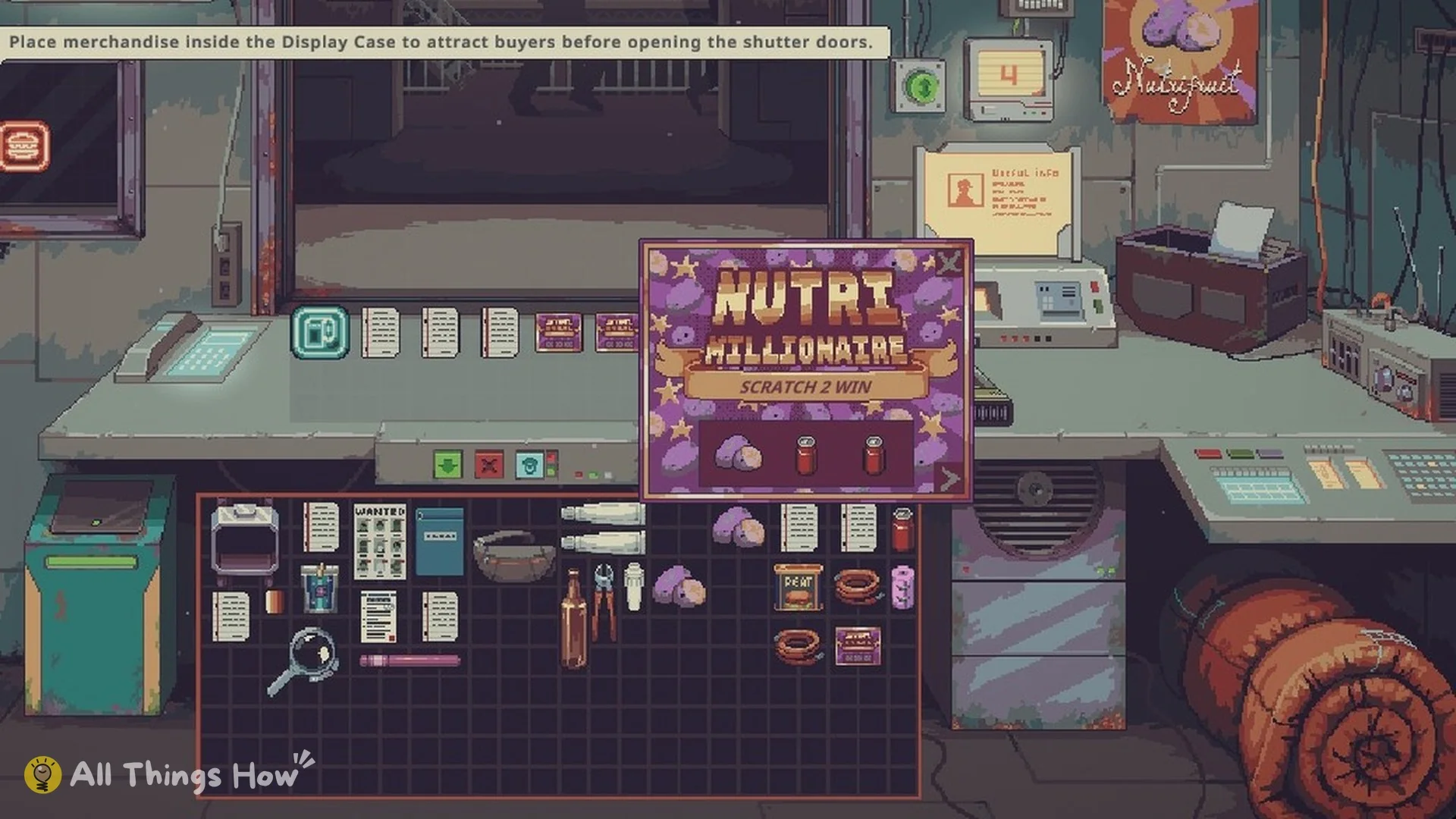 Scratched Nutri Millionaire card showing a Nutrifruit and two cans