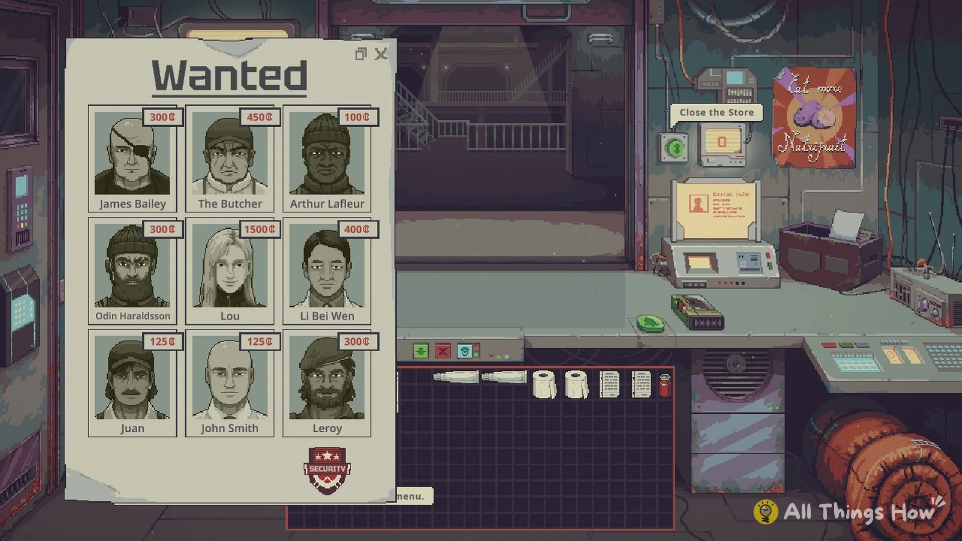 Wanted poster with nine faces and their bounties