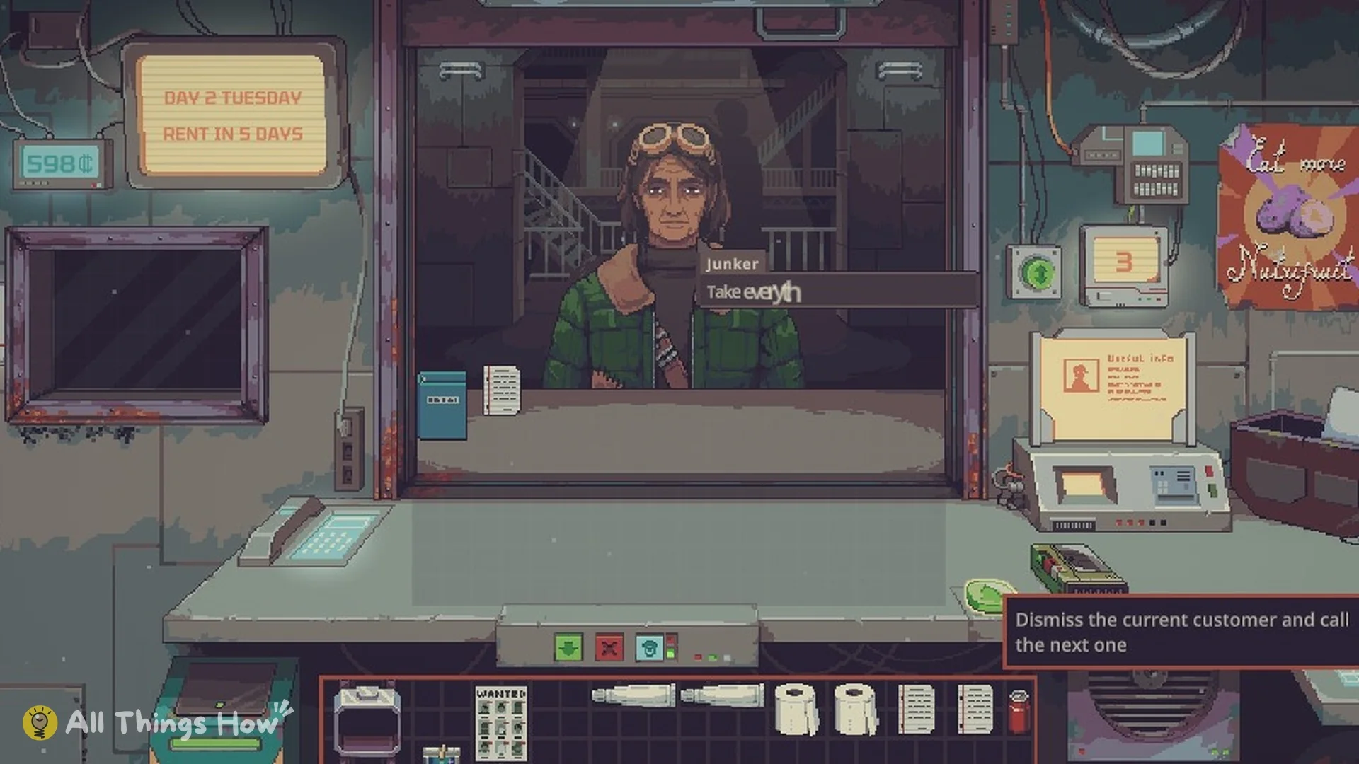 Junker waiting at the shop counter