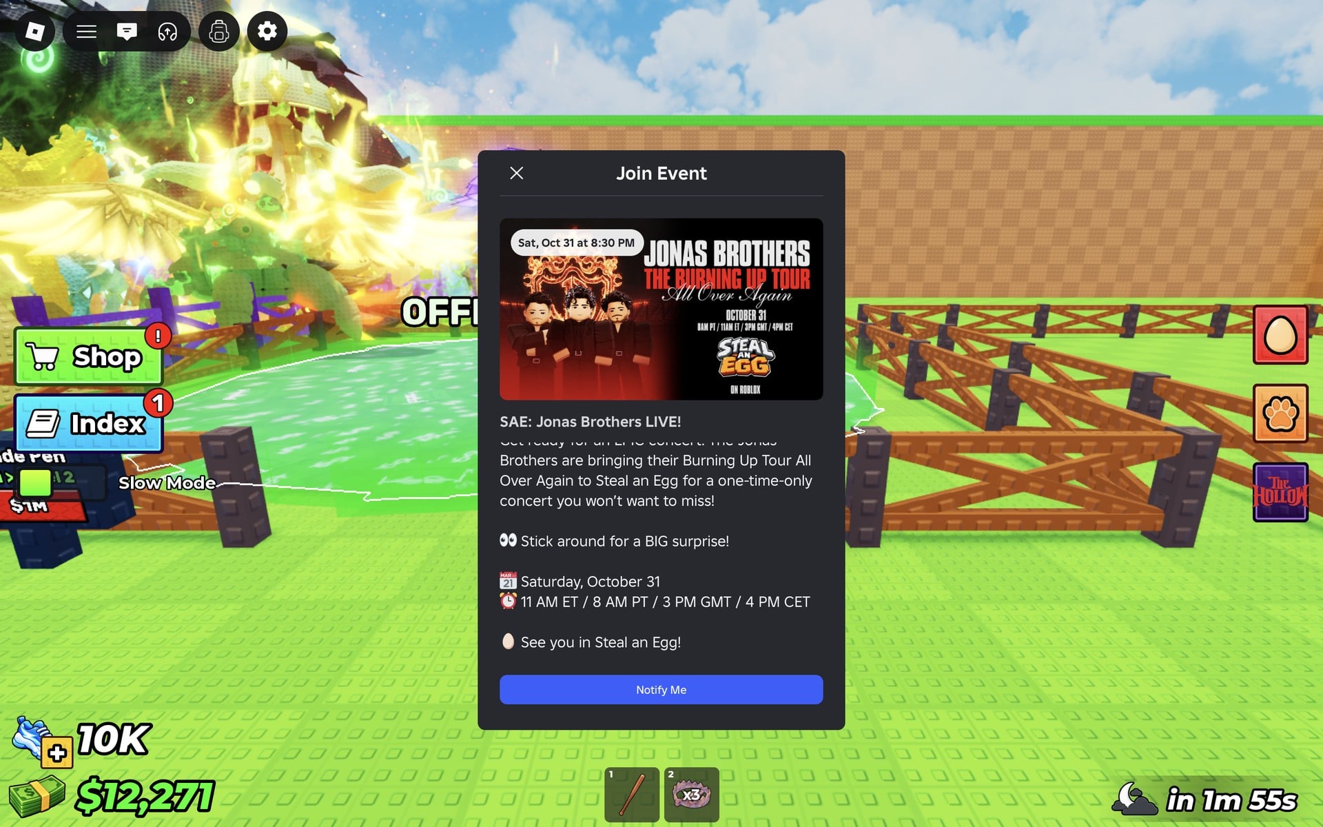 Join Event card scrolled down: Saturday, October 31, 11 AM ET / 8 AM PT / 3 PM GMT / 4 PM CET, See you in Steal an Egg!