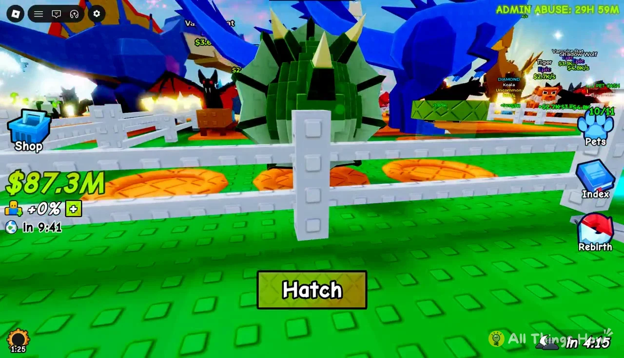 Green spiked egg sitting in a pen nest with the Hatch button showing