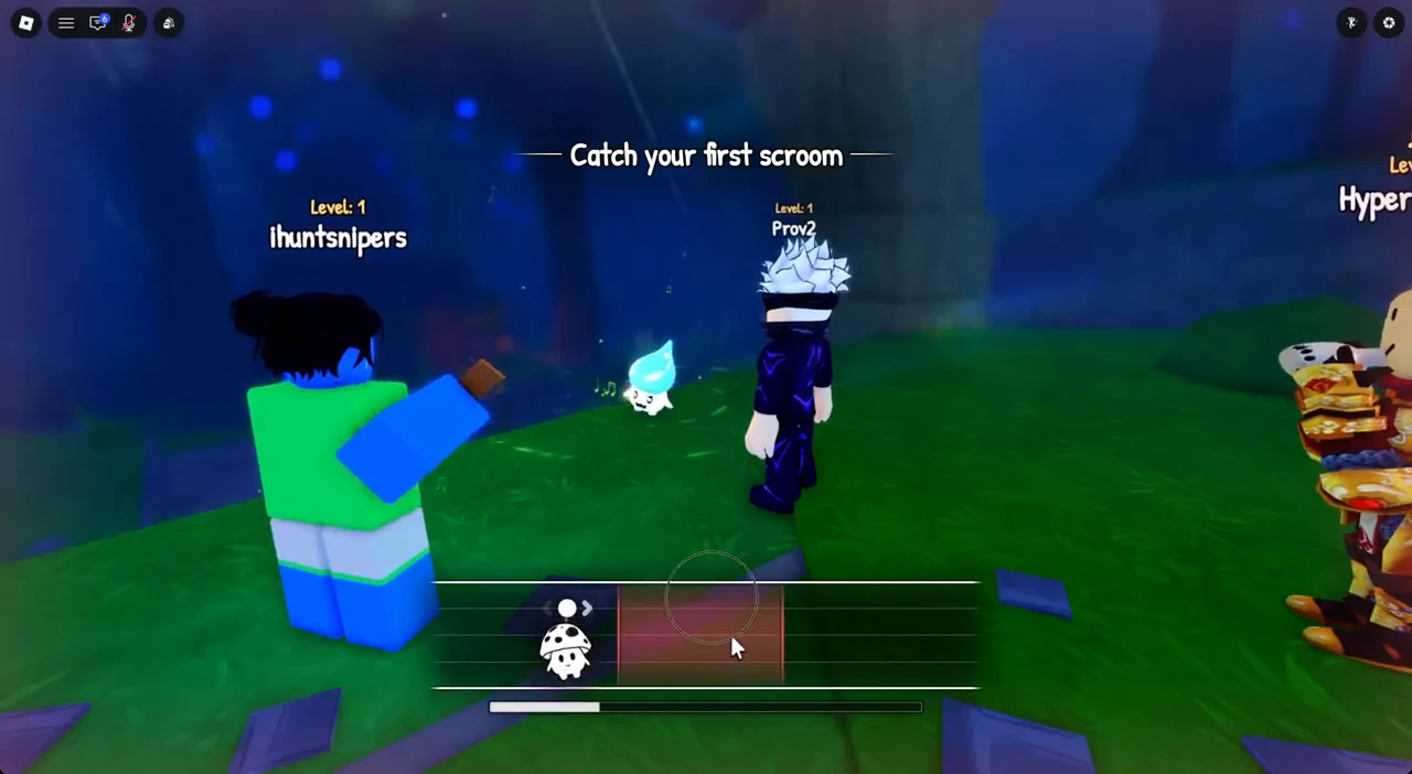 Catch tutorial showing the scroom icon to drag left or right with a Continue button