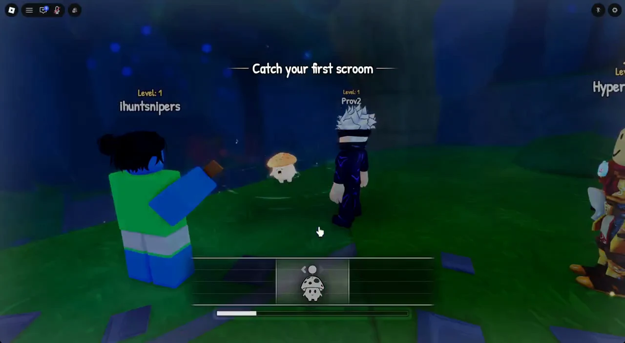 Scroom target selected with its capture progress bar partially filled during the catch
