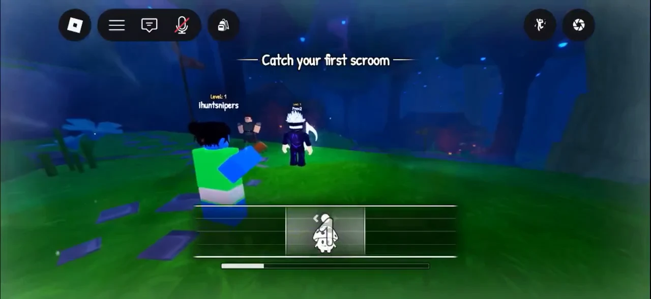 Catch minigame open with the progress bar partially filled at the bottom of the screen