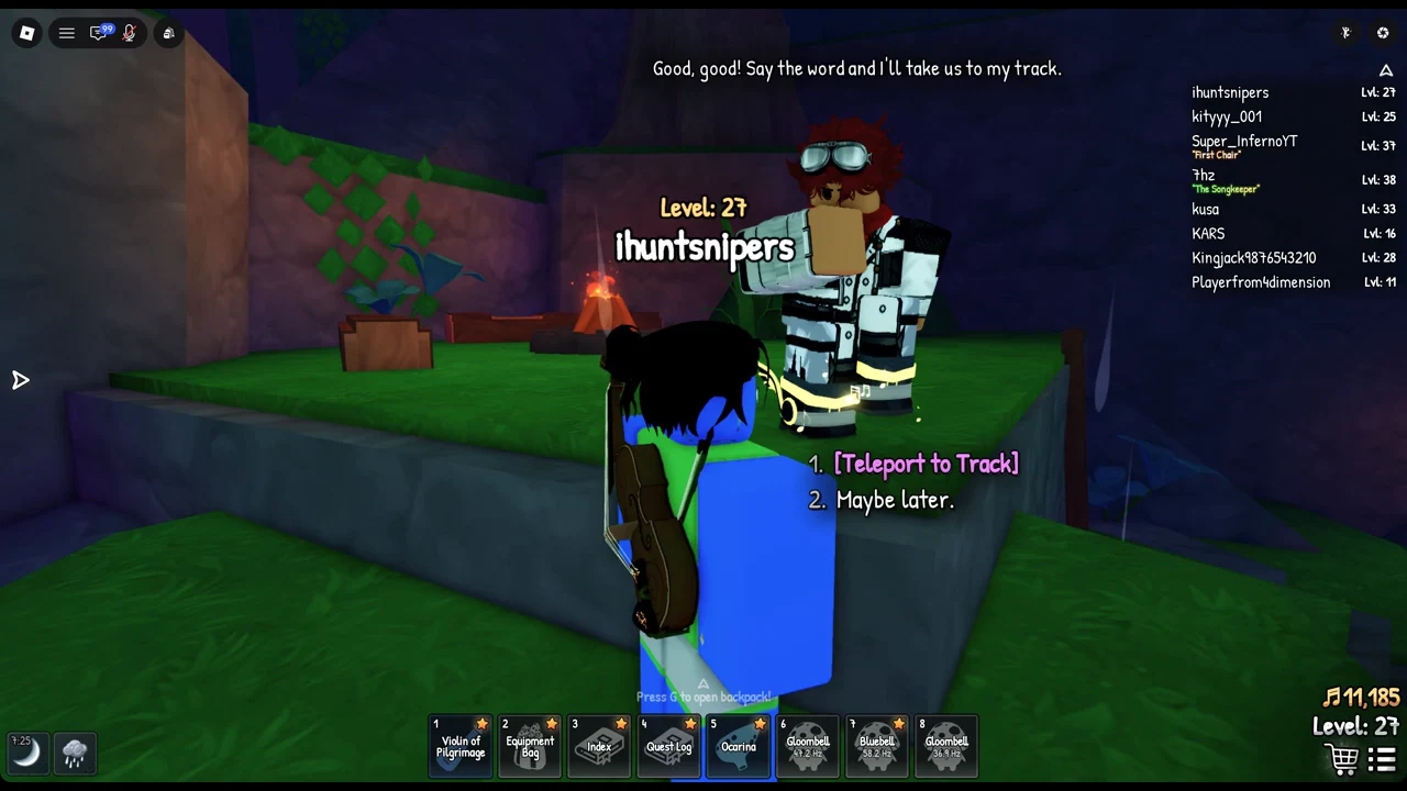 Shax dialogue box with the Teleport to Track option highlighted