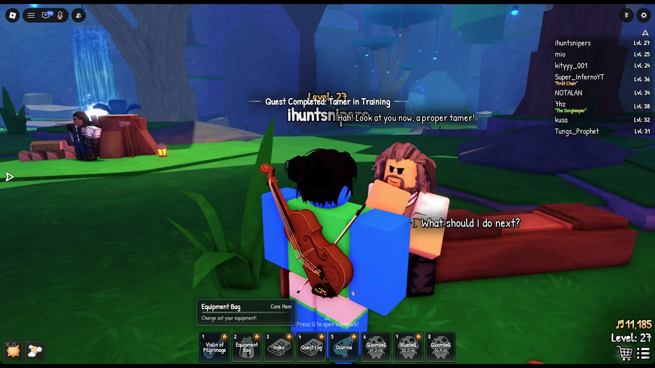 Halden's dialogue with the option to pick What should I do next after the quest completes