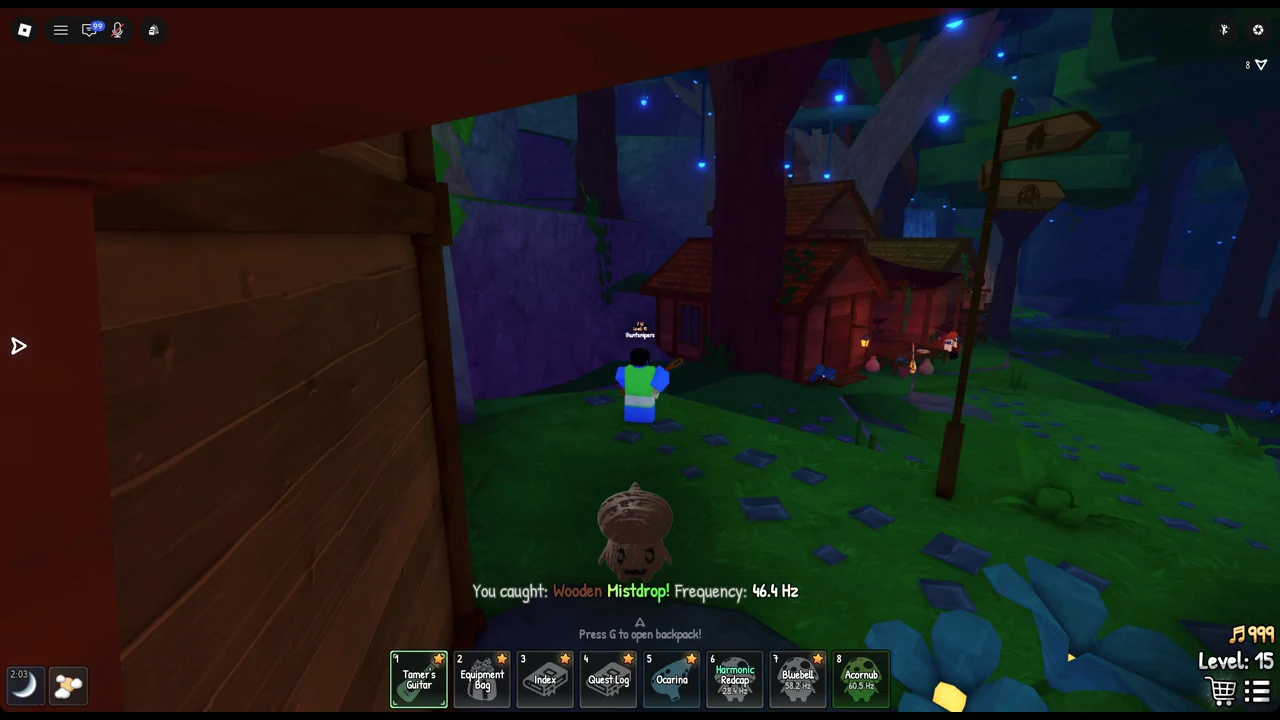 You caught: Wooden Mistdrop at 46.4 Hz confirmation on the catch screen