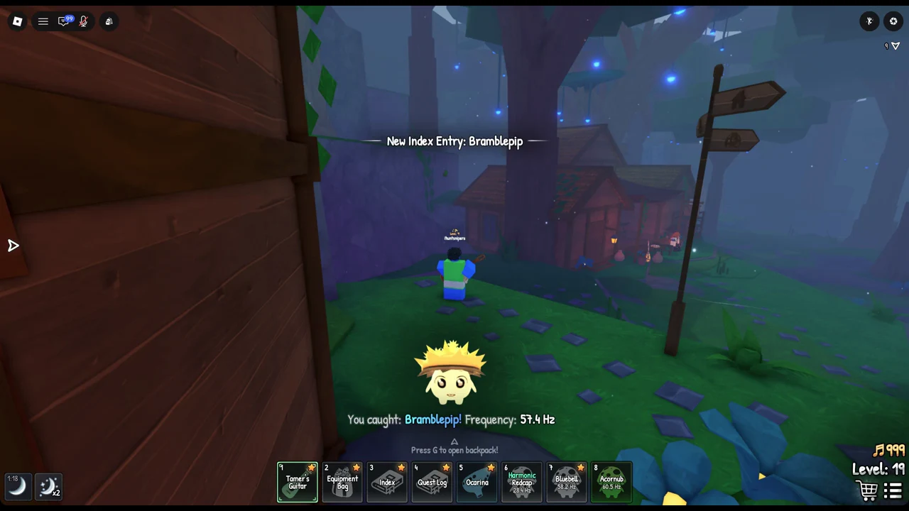 New Index Entry: Bramblepip banner shown with the Tamer's Guitar in the hotbar