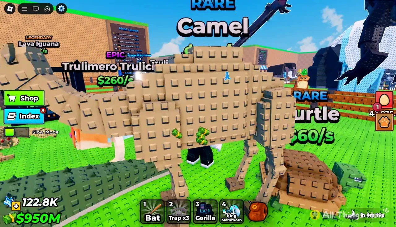 A giant Camel standing in the middle of the pen area